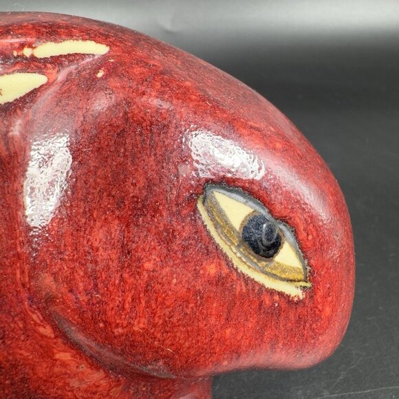 Contemporary Ceramic Bunny Rabbit Figurine Decorative Figure Red Big Eyes Bunny - Picture 5 of 9